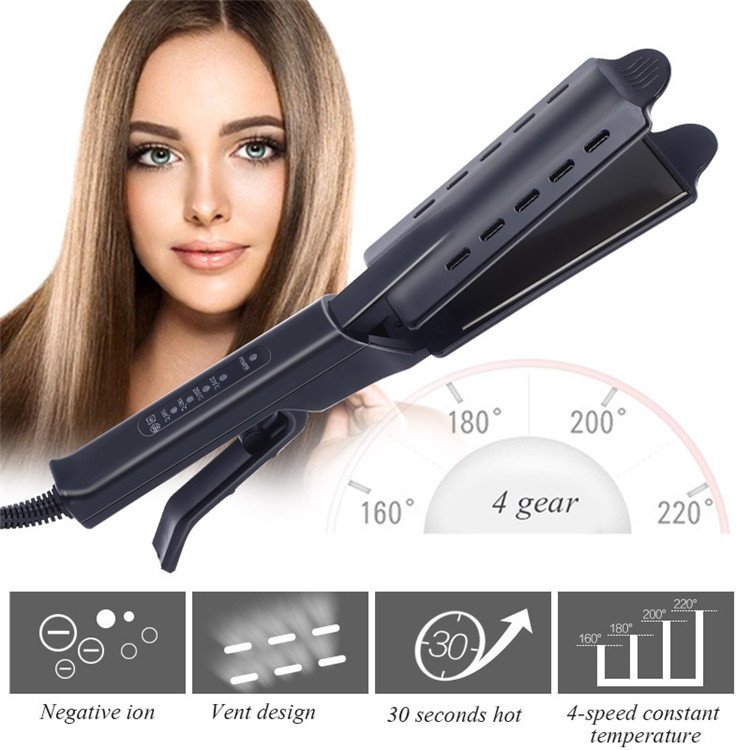 clip, bastone arricciacapelli dritto temperato a doppio scopo, bigodino per frangia permanente, nessun danno alla piastra per capelli_voghion.com