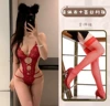 Red body clothes+lace net socks