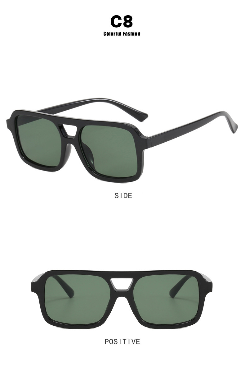 Women's Retro Sunglasses Double Beam Small Frame Fashion Glasses_voghion.com