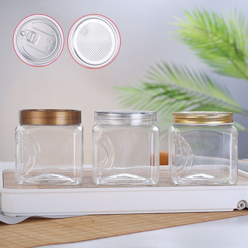 工場直販 85 ポートナッツおよび穀物缶特殊形状 PET プラスチック密封缶クリスタル蓋|undefined