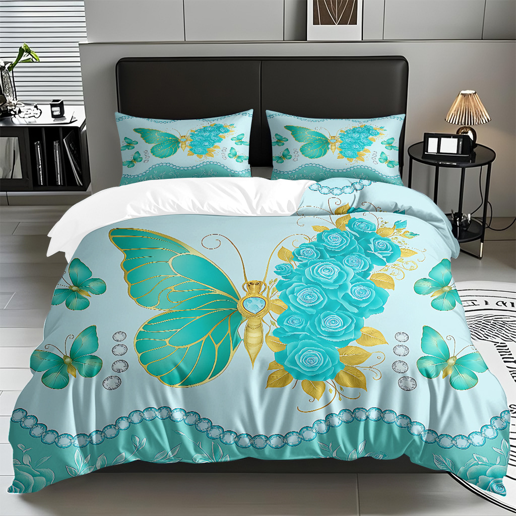 Butterfly series digital print edredón comercio electrónico transfronterizo preferido fuente fábrica adaptada modo TEMU / JIT