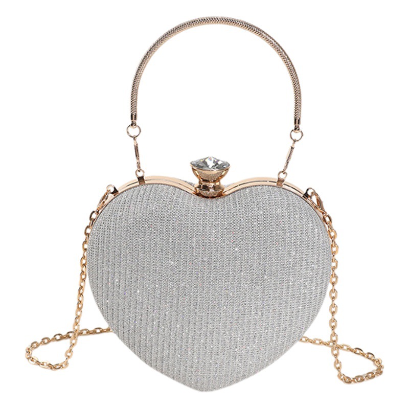 Peach Heart High-looking cadena rhinestone bolso de noche ins luz lujo Lock bolso Moda hombro brillante oblicua