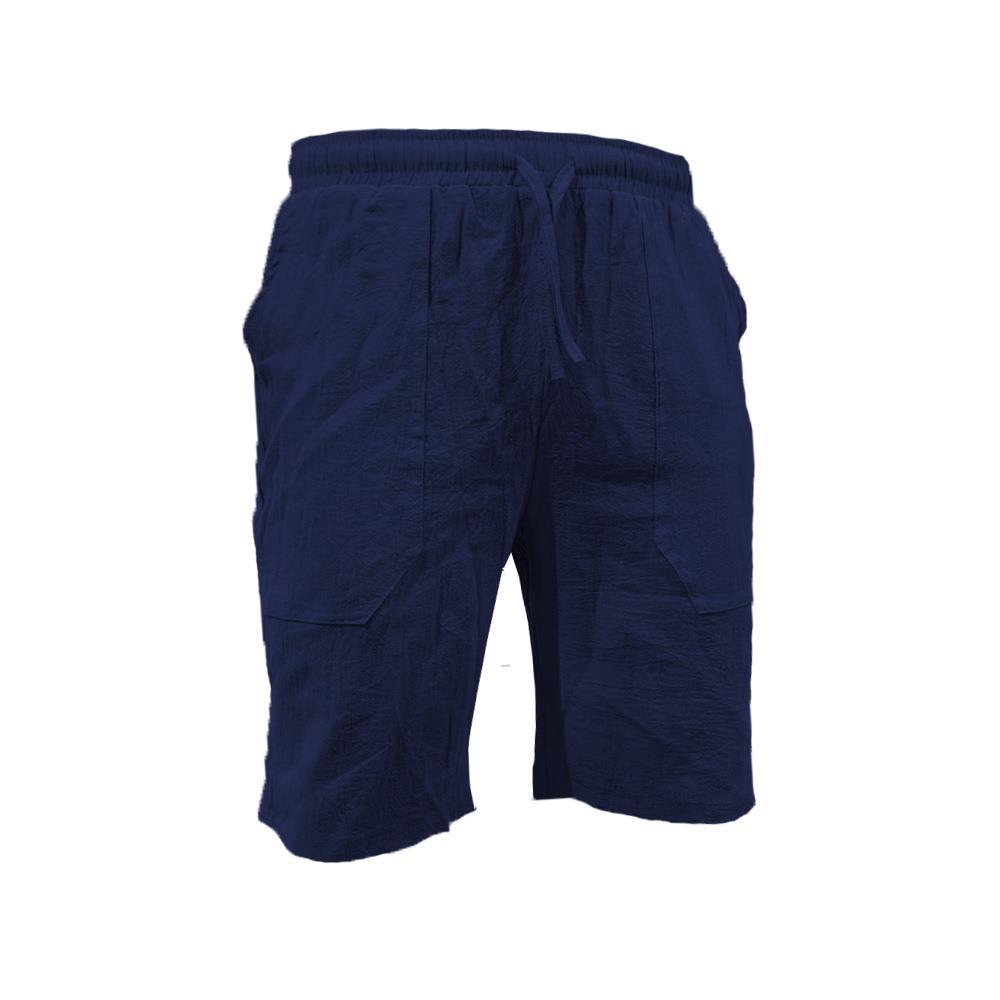 Pantalones cortos de algodón y lino de verano para hombres con cordón elástico en la cintura pierna recta color sólido transpirable diario Playa pantalones casuales de cinco puntos