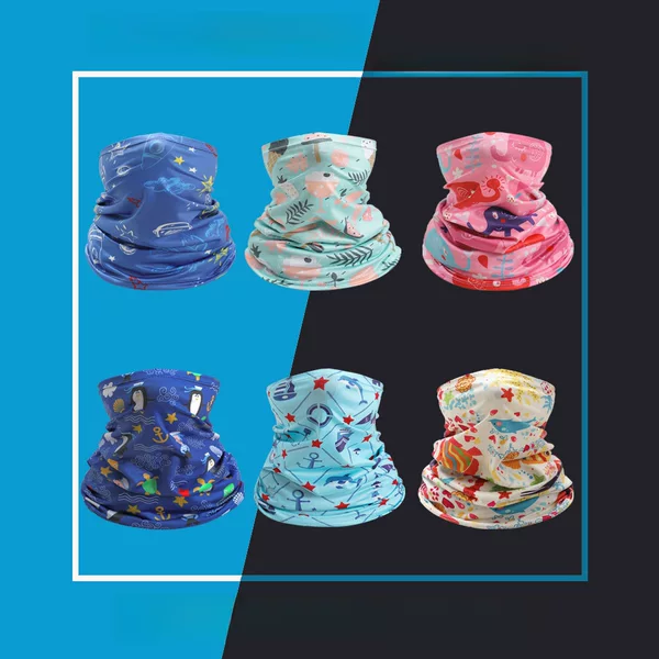 Children's Sun Protection Neck Gaiter Breathable Outdoor Full Face Uv Protection Neck Cover Cartoon Print Summer Cycling Mask