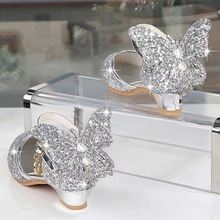 儿童公主鞋凉鞋宝宝高跟鞋表演走秀童鞋春夏季女童单鞋时尚水晶鞋