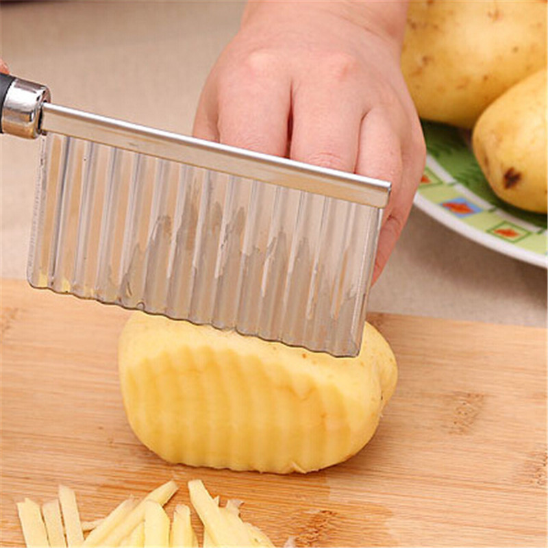 Cuchillo de patata de acero inoxidable de dientes de lobo, cuchillo de patata de onda, artefacto de corte de patatas fritas, cuchillo ondulado de lujo, cortador de patatas fritas