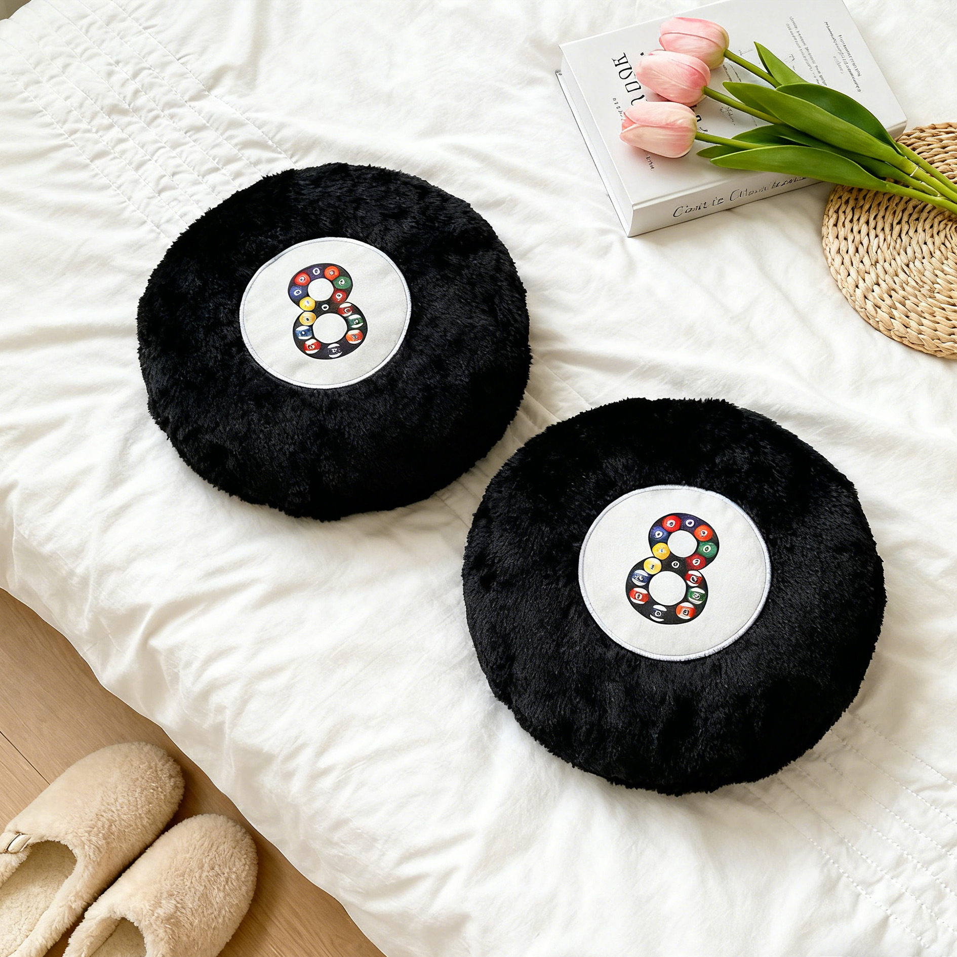 Black Eight Billiard Plush Toy Home Sofa Cushion Black Eight Doll Living Room Ornament Decorative Lumbar Seat Cushion