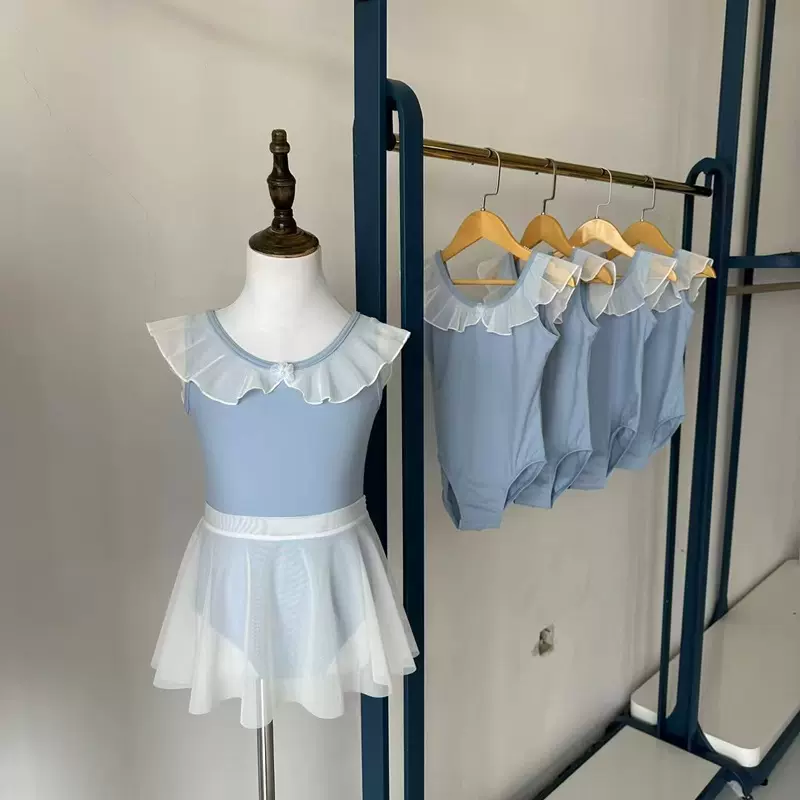 儿童舞蹈服女童夏季短袖泡泡袖公主练功服幼儿芭蕾演出裙体操服