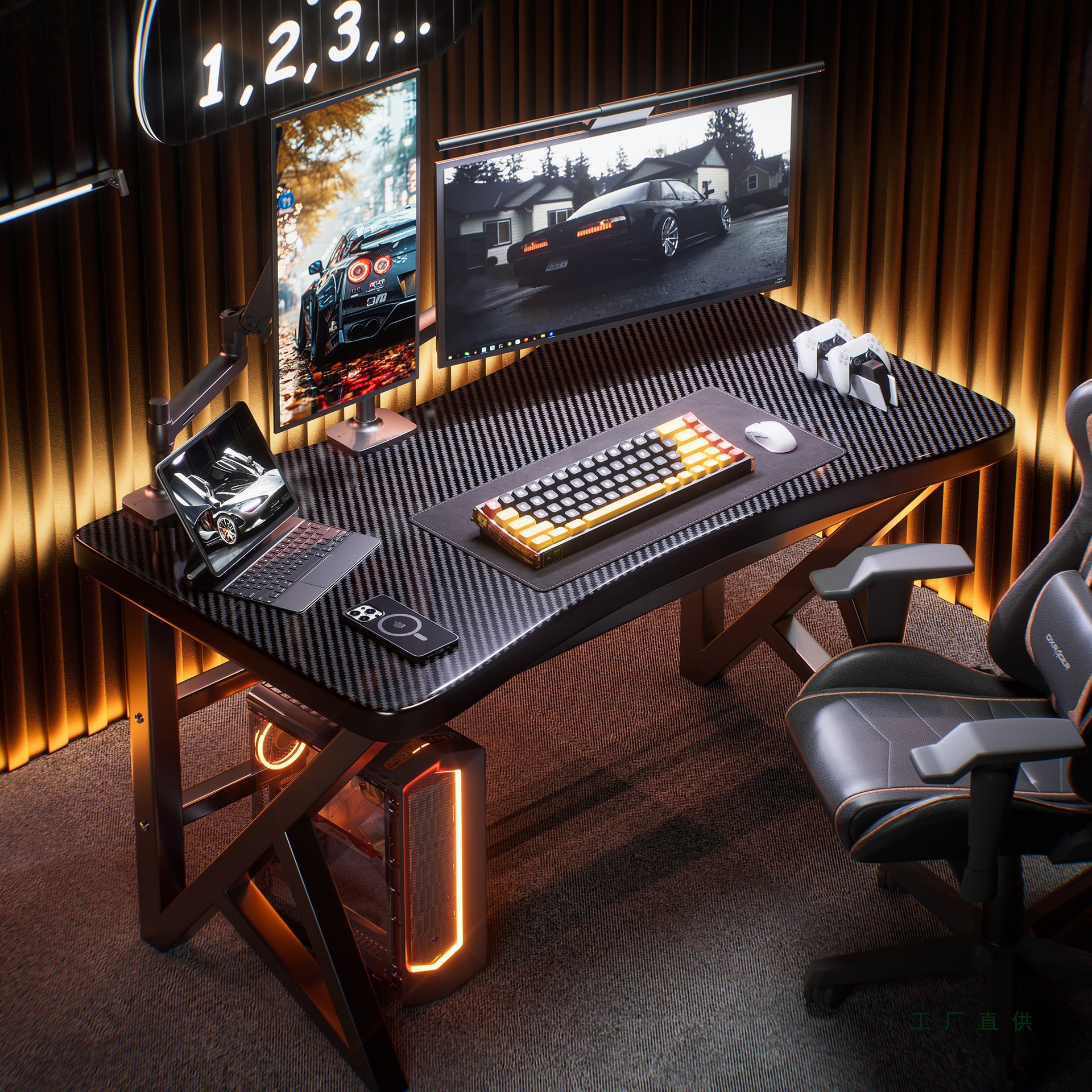 Computer Desk Desktop Home E-Sports Table and Chair Set Bedroom Simple Table Workbench Desk Rental House Desk