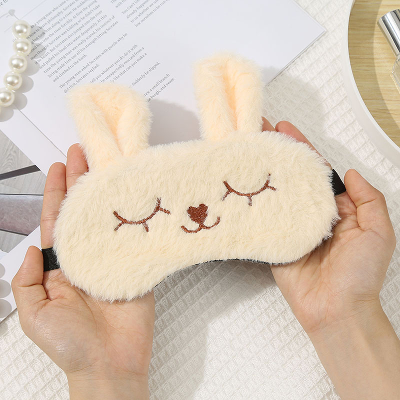 Comfortable Plush Bunny Sleep Mask For Travel And Light Blocking_voghion.com