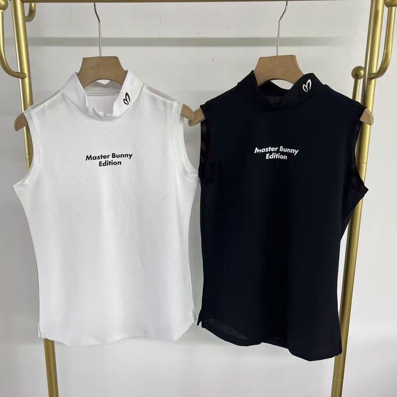 New Golf Clothing High-Neck Sleeveless Quick-Drying Breathable Sports Top Fashionable and Lightweight Women's Style White Black