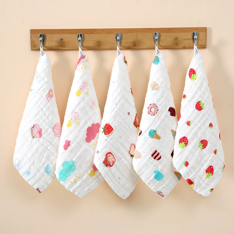 Хлопковая шестислойная с высокой плотностью промытая сирсакер квадратная детская для мытья лица протрите рот детская Марля маленькая квадратная оптовая продажа с фабрики