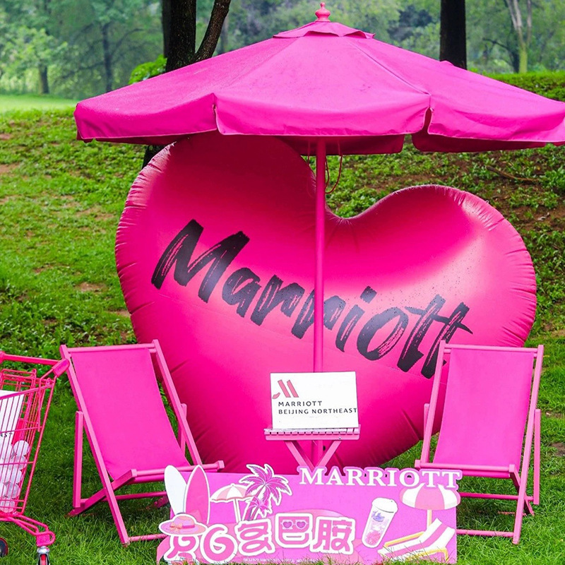 Lucky Color Pink Contrast Color Sweet Cool Sweet Spicy Dopamine Girl Phosphor Rose Red Recliner Wooden Beach Chair 7