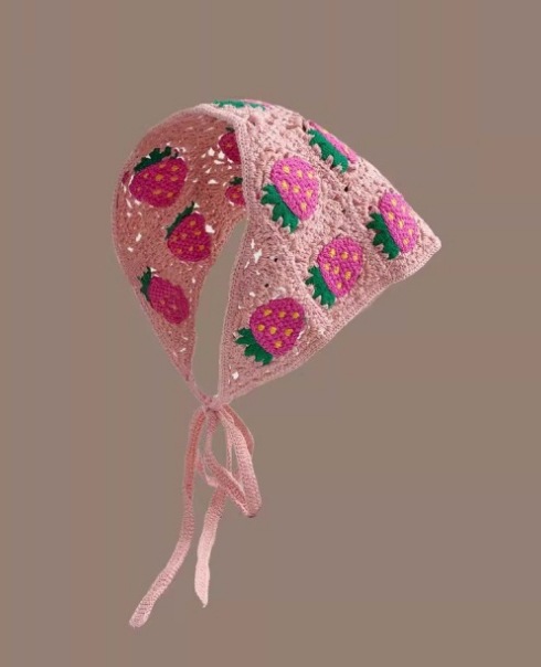 La primavera y el otoño de estilo coreano de moda de punto de ganchillo triángulo hueco bufanda femenina dulce linda chica estilo flor pañuelo de pelo banda de moda