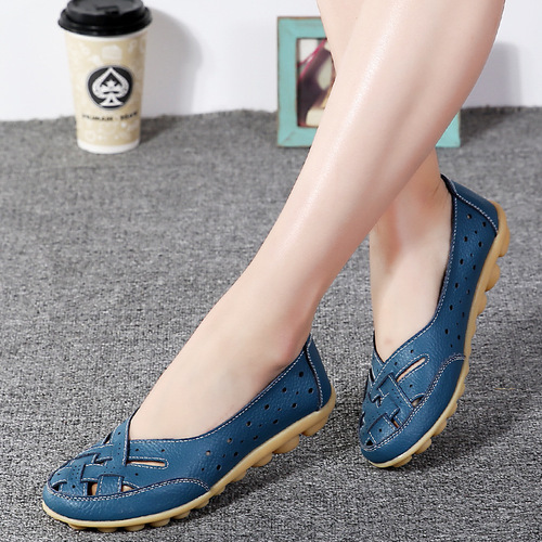 Flat sandals women summer single shoes, pinto shoes, leather shoes, casual women's nest hole hole shoes