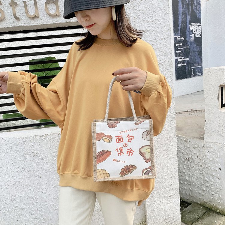 A new 2024 Korean-style cotton, linen and canvas woven small bag for women, simple, fashionable and casual college student handbag details Picture