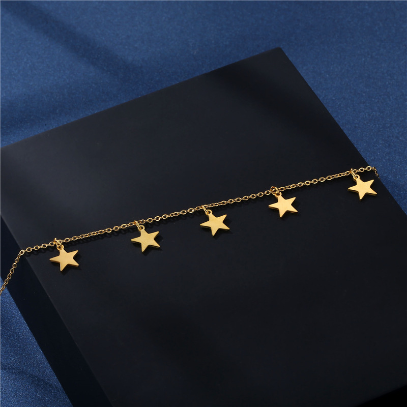 Stainless Steel Retro Simple Pentagram Stars Clavicle Chain Necklace Wholesale display picture 4