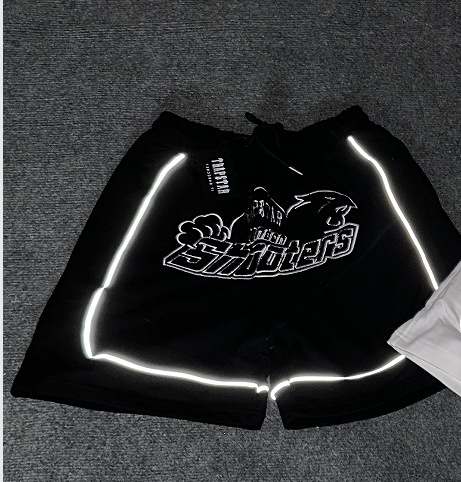 Marca de moda europea y americana transfronteriza Alcatraz Camiseta de manga corta con estampado de letras reflectantes Traje de pantalones cortos casuales de calle para hombres y mujeres