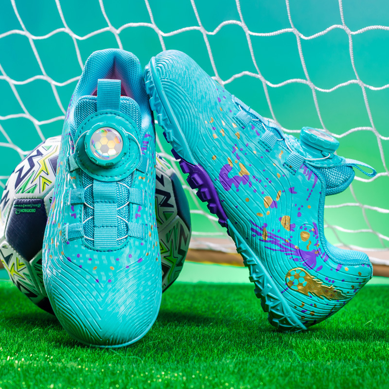 ShoeGlobe, scarpe sportive da ginnastica per la scuola elementare, con bottoni rotanti transfrontalieri, per bambini, con tacchetti da calcio_voghion.com