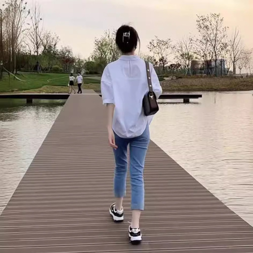 Women's thin sleeve white shirt sunscreen jacket 2025 summer loose slim fit collared shirt casual top