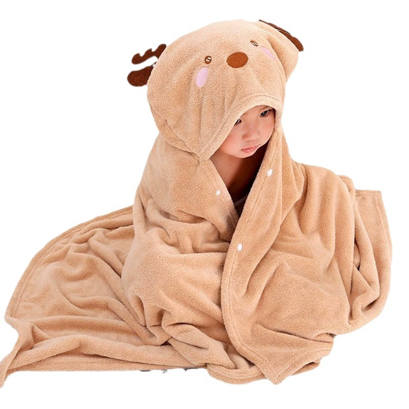 Коралловое бархатное банное полотенце, детский халат, детский плащ с капюшоном, носимое и оберточное, впитывающее летнее банное полотенце для плавания для ребенка