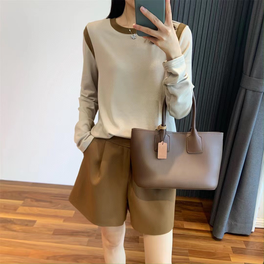 2023秋冬新作東門百合色系高弾ステッチで、快適で暖かい女性の5色のボトムシャツを作ります。