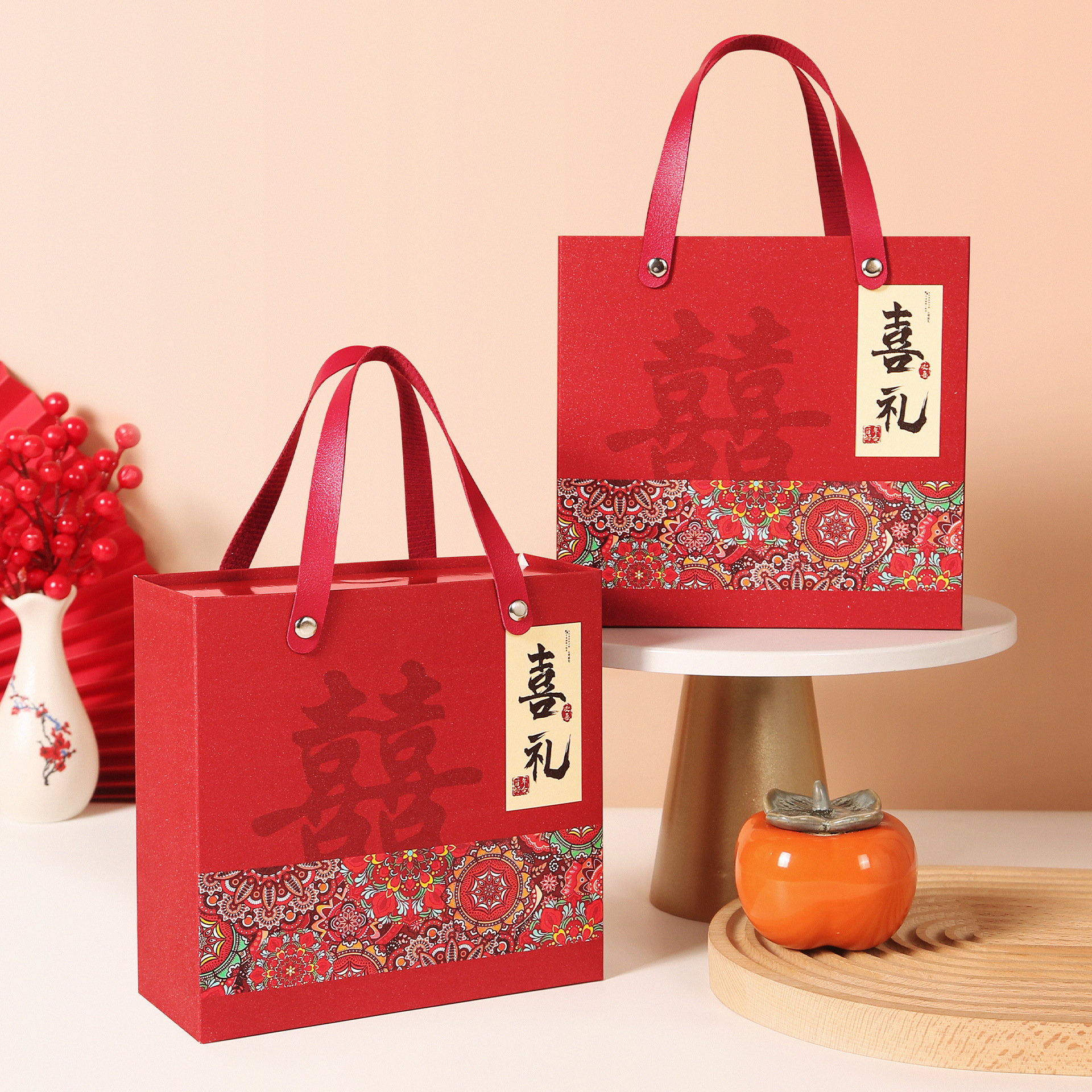 新款中式喜糖袋喜糖盒高级感订婚结婚婚礼回礼手提伴手礼盒空盒
