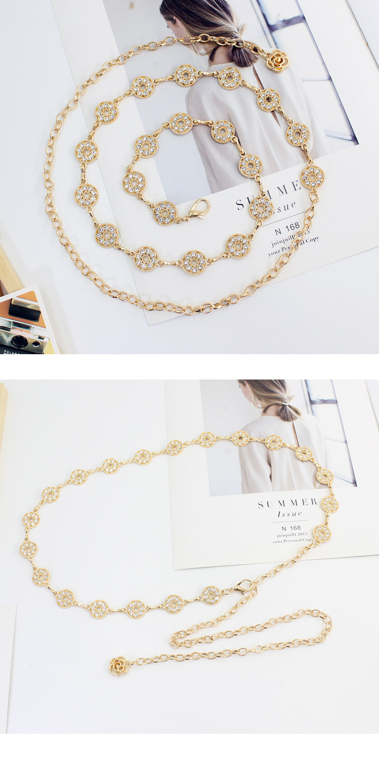 Hakenverstellbare Taillenkette, vielseitiges Damenkleid, Pullover-Dekorationskette, kleiner, duftender Feng Shui-Diamant-eingelegter, dünner Metall-Taillengürtel_voghion.com