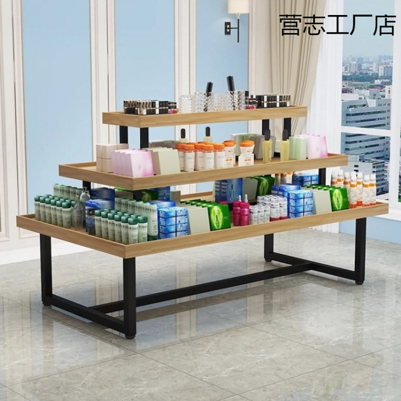 超市中岛展示柜化妆品促销台鞋子展示架文具货架母婴店展示台