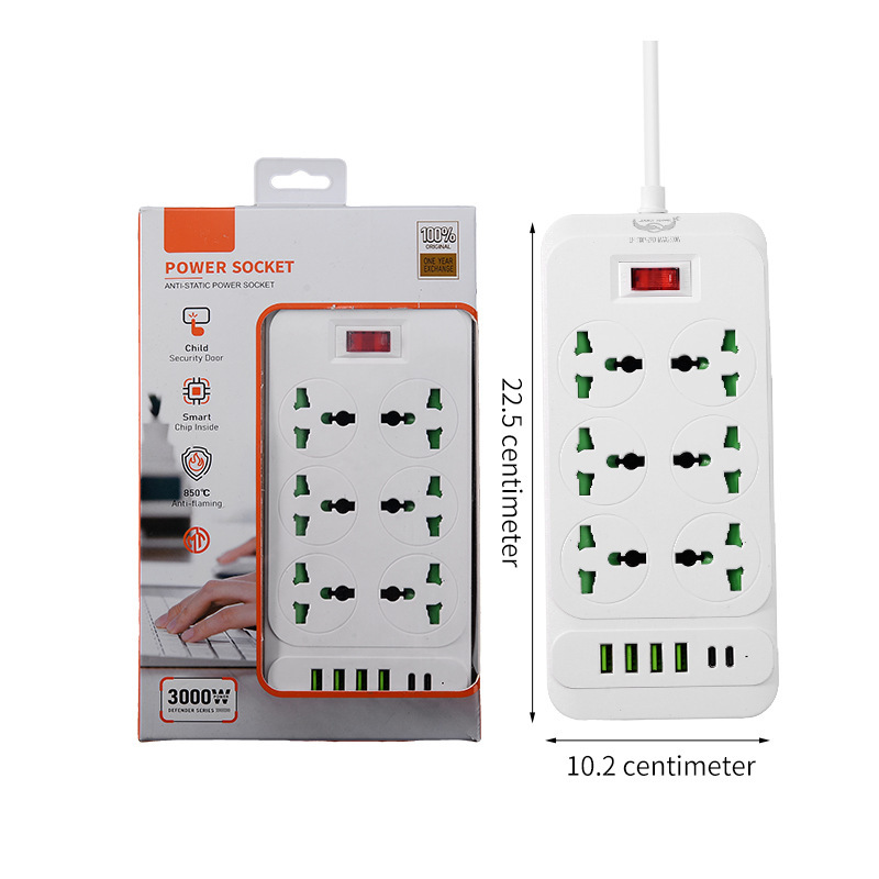 Conector de 6 - 8 - bit con sobrecarga con interruptor de lámpara de cobre caja de regalo USB enchufe de comercio exterior tabla de conector