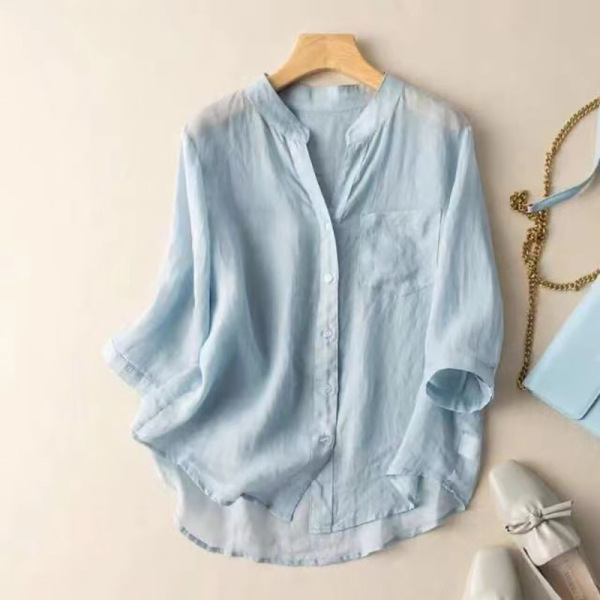 Elegant retro solid color summer thin shirt