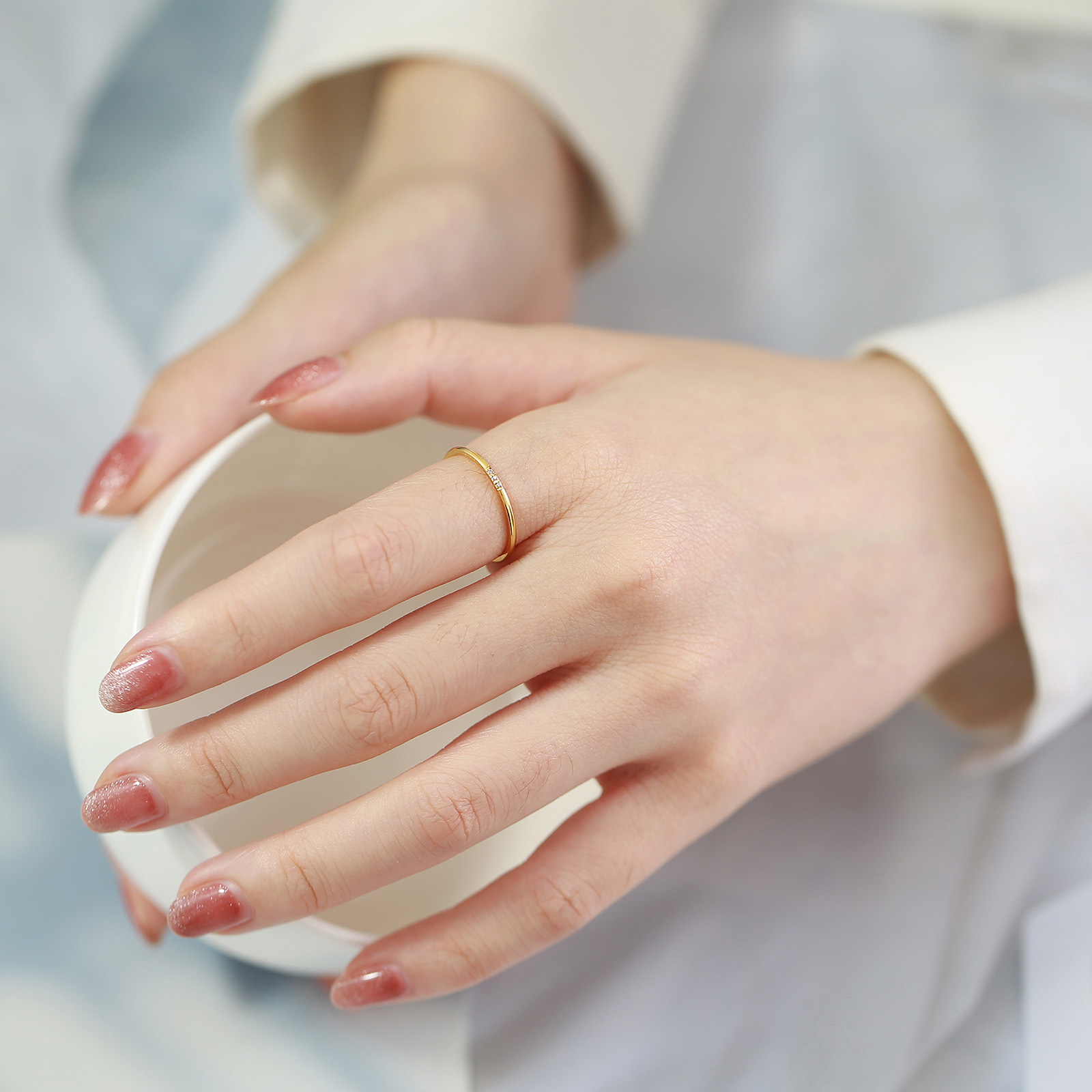 Simple Style Geometric Titanium Steel Rings Inlay Zircon Stainless Steel Rings