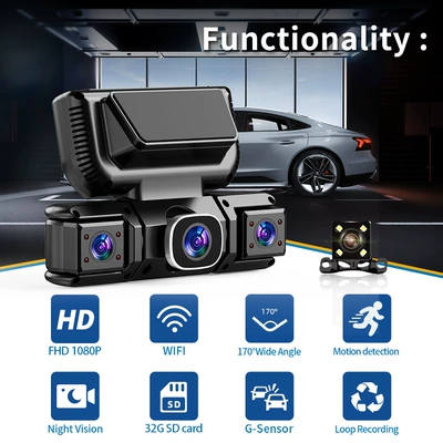 3.0inch Four-Camera Dashcam Supports Driving recorder