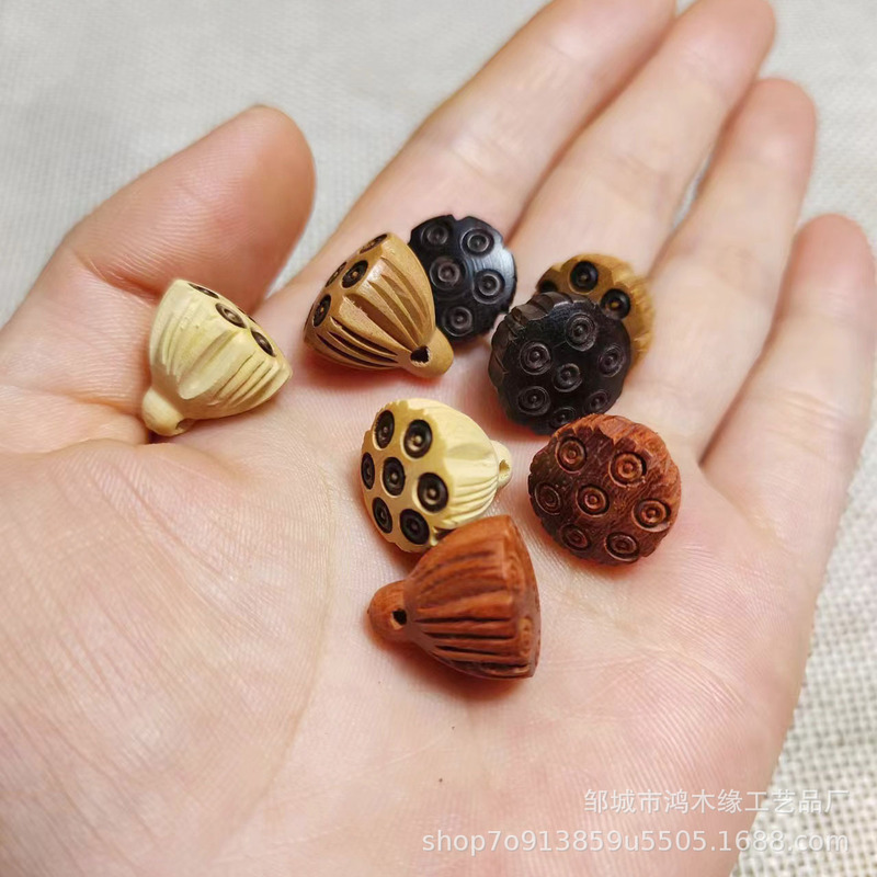 Peach Wood Lotus Pendant Pendant Sandalwood Boxwood Mahogany Lotus DIY Jewelry Accessories Keychain Accessories