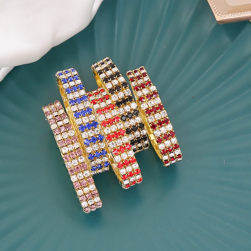 Retro Multi-color Diamond Elastic Bracelet display picture 13