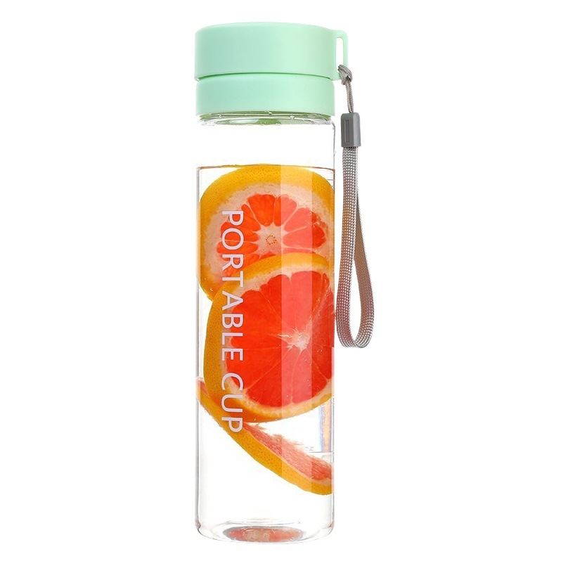 Factory Direct Supply of Double-Lid Plastic Cups, Korean Version, Minimalist and Fresh Sports Water Cup with Tea Partitions, Sealed and Leak-Proof Cups