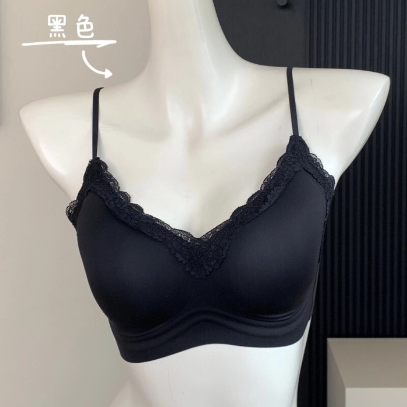 U's 快適なレースのスパゲッティストラップ下着女性の薄いシームレスなプッシュアップたるみ防止フレンチ V ネックレースブラジャー|undefined