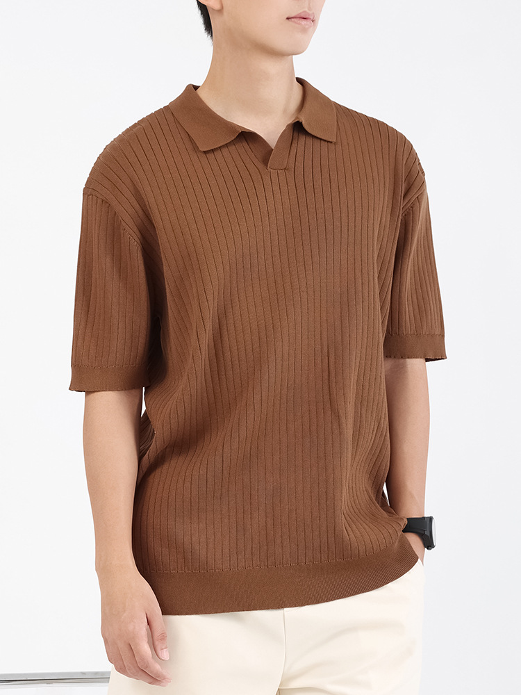 Camiseta coreana para hombres de alto nivel con solapa Paul camiseta de verano de manga corta hielo transpirable jersey de cuello en V para hombres
