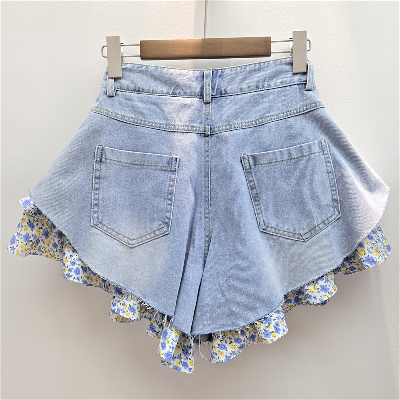 Shorts de Mezclilla de Pierna Ancha Cintura Alta para Verano