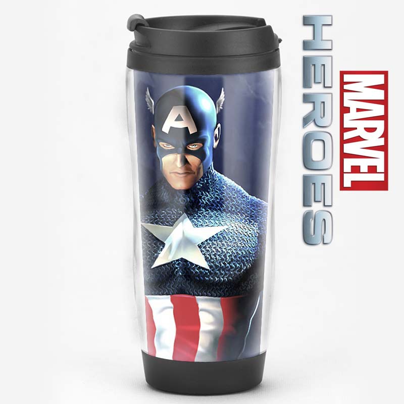 Equipo de EE. UU. Película de superhéroes que rodea al Capitán América Regalos Recuerdos de los fanáticos Taza de agua Taza de café con tapa