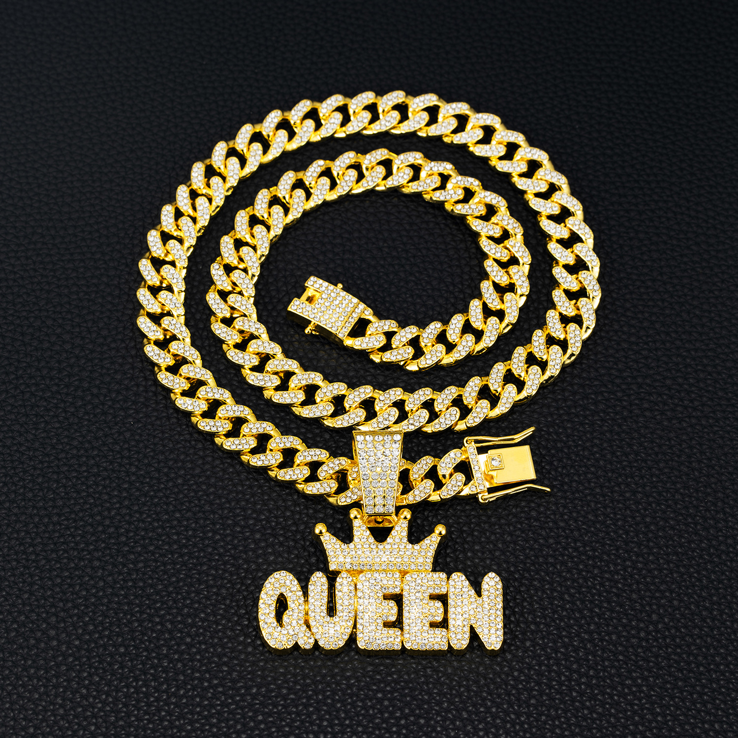 Hip-Hop Letter Crown Alloy Diamond Men's Pendant Necklace Seed Bead Jewelry display picture 8
