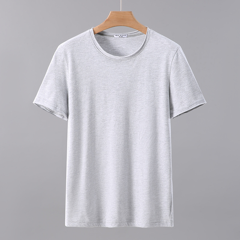 Pure cotton, solid color, short sleeved T-shirt with a base, white T-shirt with inner layer, men's half sleeved T-shirt_voghion.com