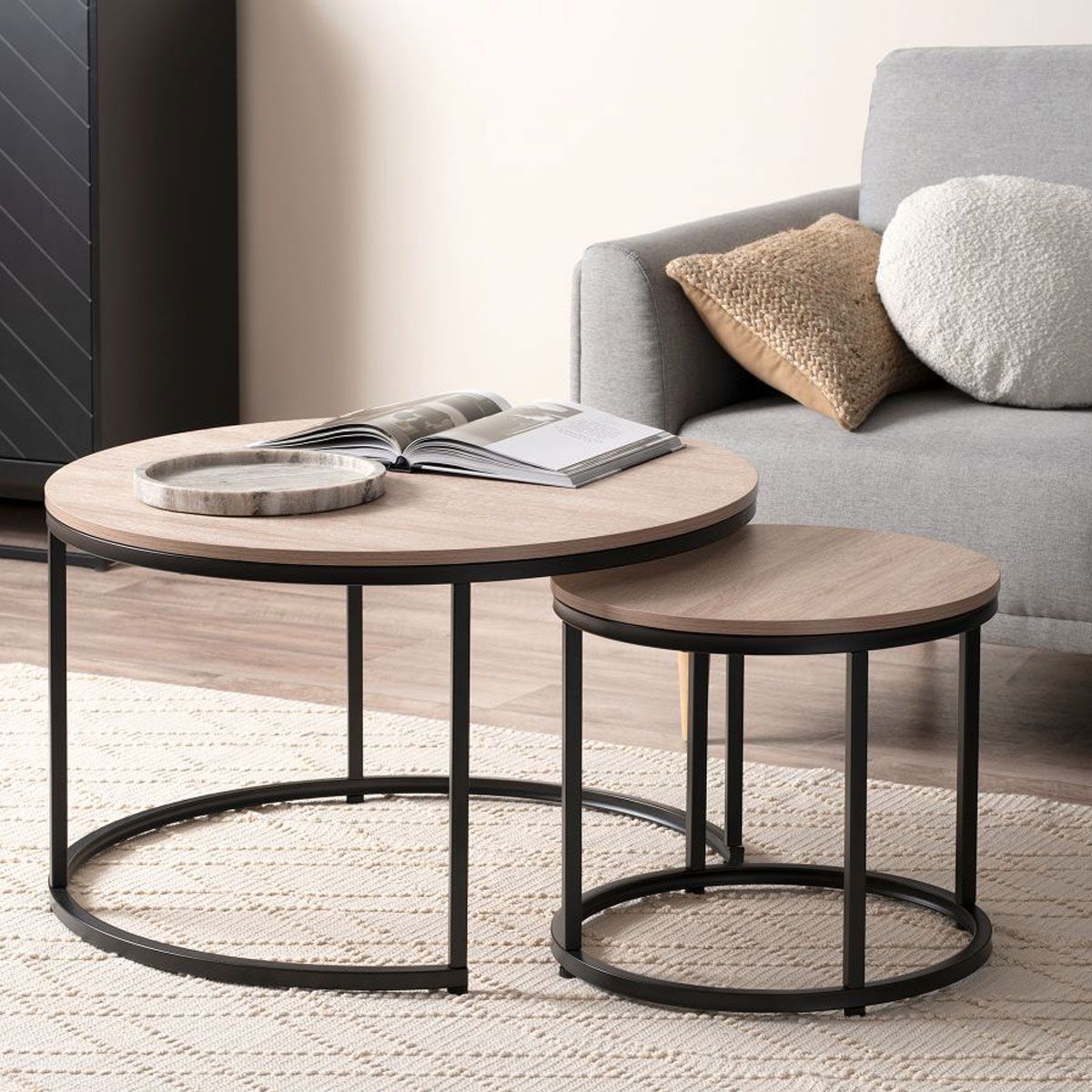 Mesa de té redonda de exportación MDF lujoso ligero de alto nivel de sensación de vidrio temperado mesa de comedor de madera