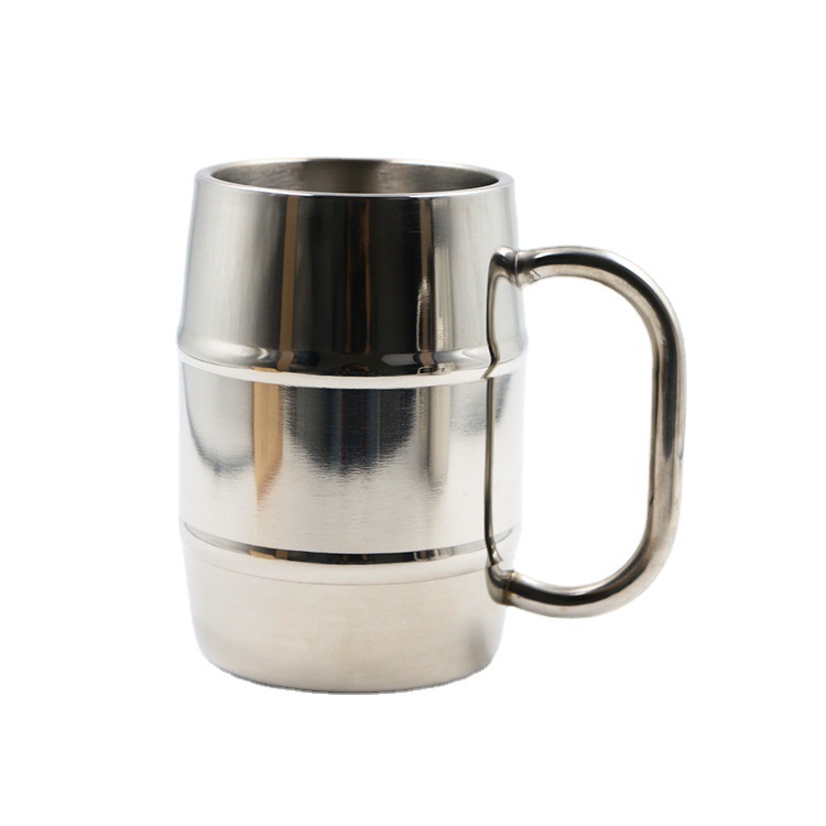 Taza de café de acero inoxidable de doble capa con mango Taza de cerveza de gran capacidad Taza de acero inoxidable taza de cobre taza imprimible LOGO