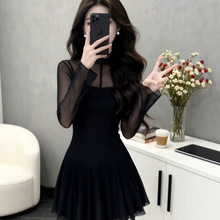 �����W��ƴ�Ӻ�ɫ΢͸�B��ȹŮ������ʽ�������@��a�ֶ�ȹ��