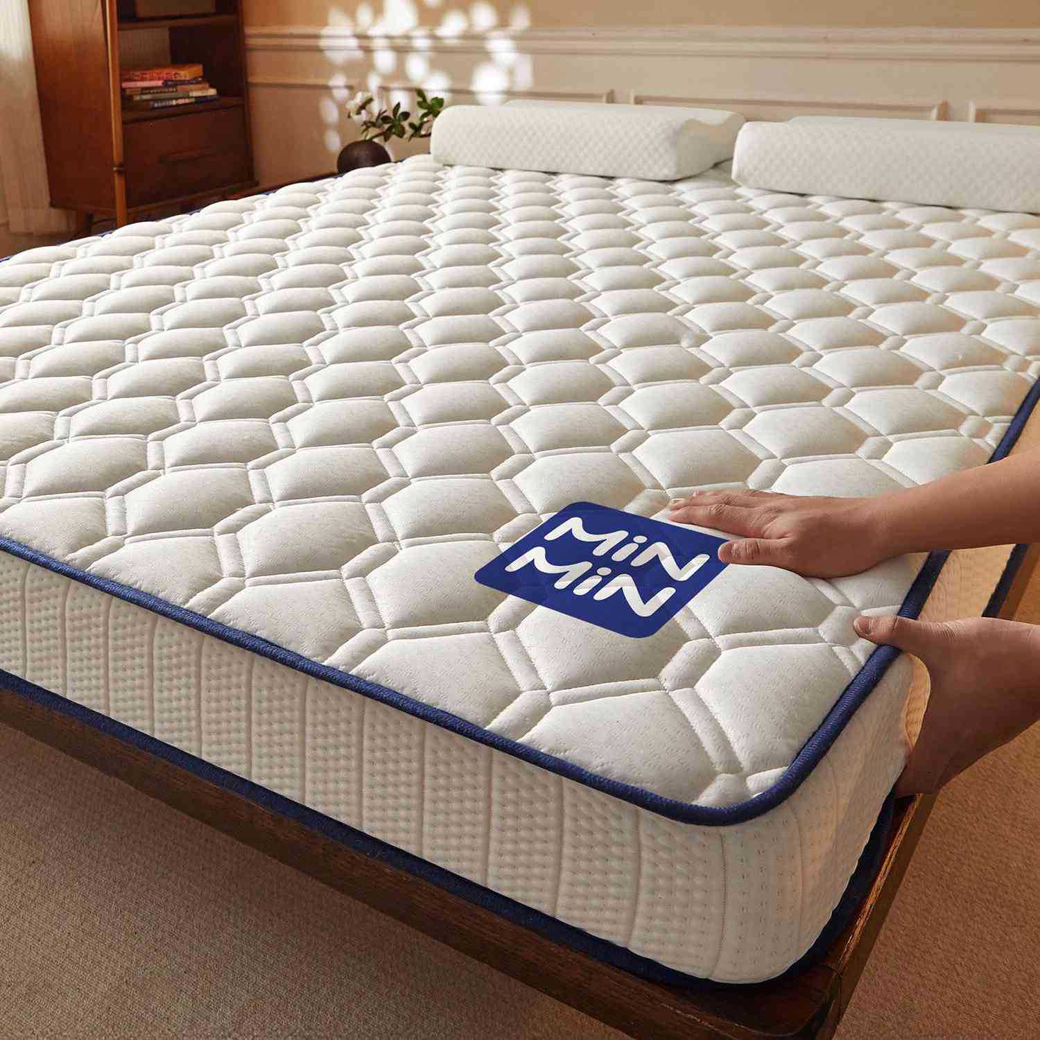 [collapse guarantee] white and blue edges - about 6cm thick [2026 new deep sleep pro] [antibacterial latex filling & no odor] ready for shipment / Student bed: 80*190cm [mother and baby category a ● Triple spine protection with moderate softness and hardness]