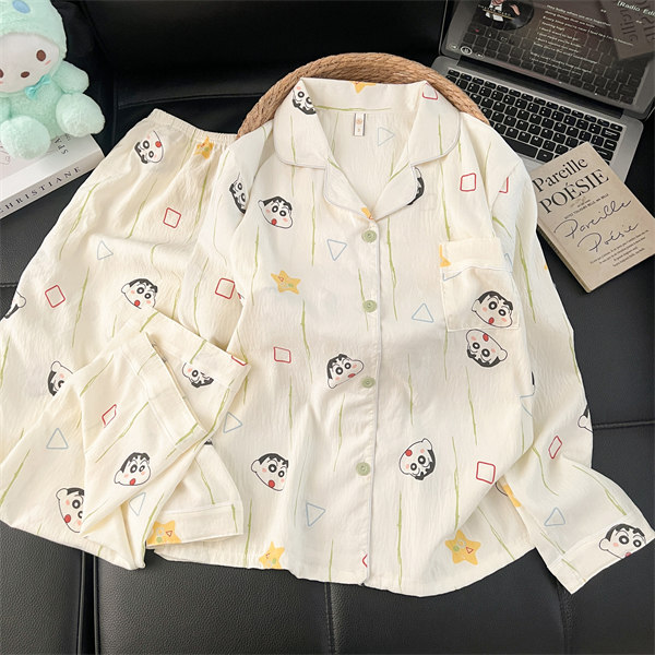 Comercio exterior transfronterizo taiwan chat en vivo primavera y otoño dulce dibujos animados nubes de algodón pantalones de manga larga pijamas en stock