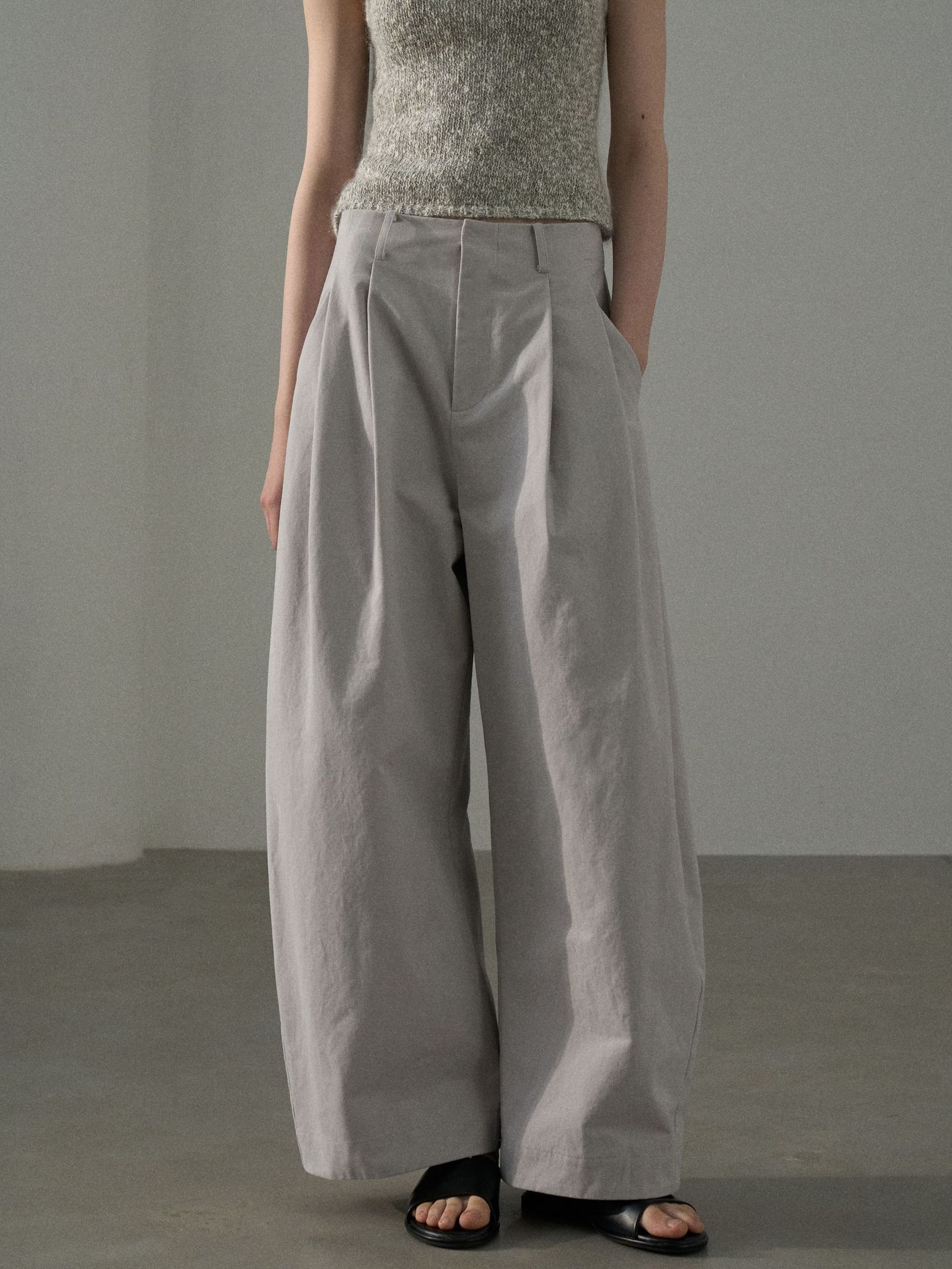 【コモンライン】COLNE 新作 ハイウエスト コットン 起毛 カーブ 万能 ゆったり レイジー カジュアル パンツ C4472