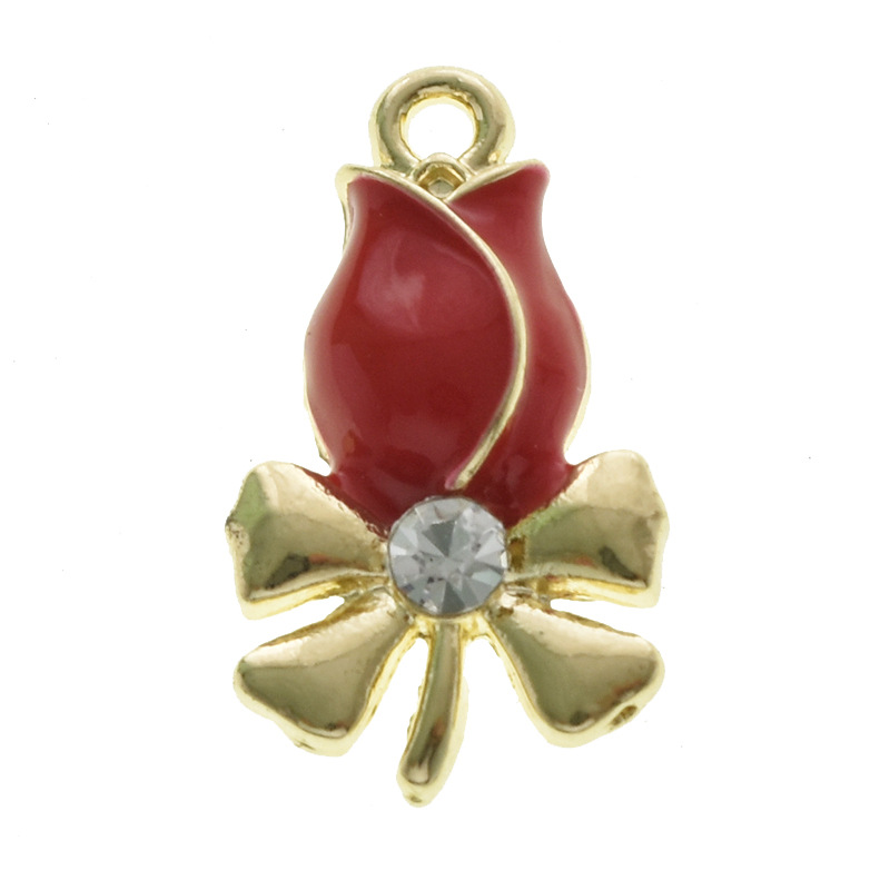 10 Pièces/paquet Sucré Fleur Alliage Émail Incruster Pendentif Bijoux Accessoires display picture 6