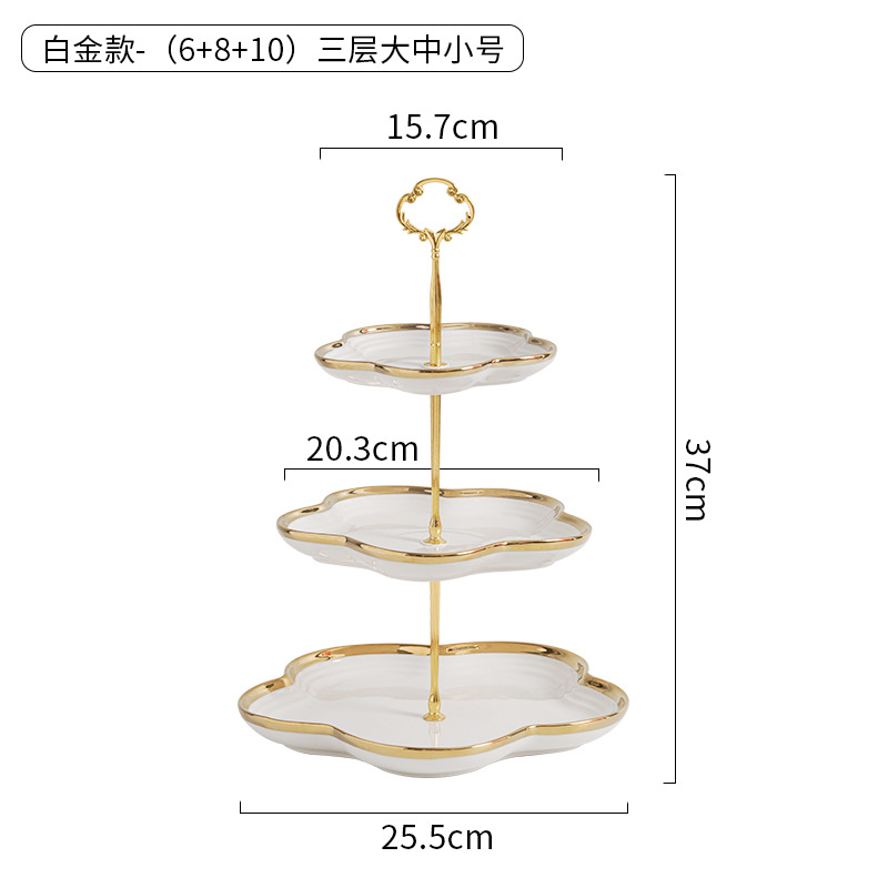 De estilo europeo de tres capas plato de fruta de cerámica sala de estar hogar creativo tarde té postre pastel de dulces postre estante plato de fruta seca